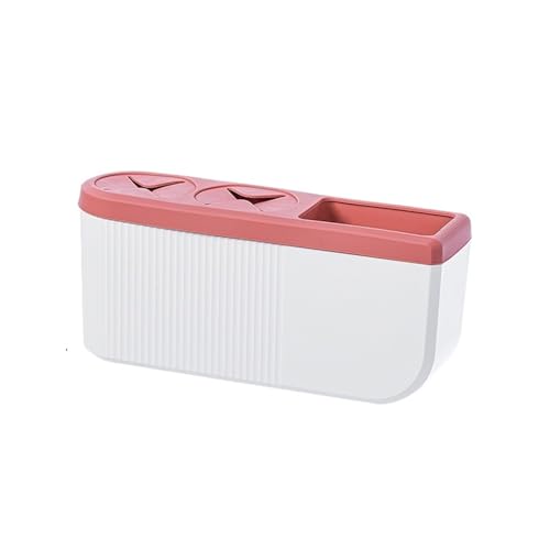 Porte-brosses à dents rouge compact avec support mural et fentes pour peigne et tube
