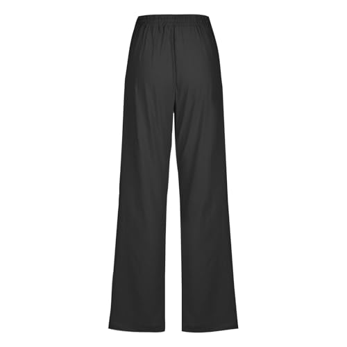 Women's Linen Pant Drawstrings Straight Leg High Waist Trousers Summer Casual Lightweight Breathable Long Pants3