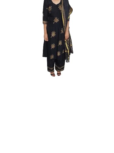 Niha women's handblock rajasthani jaipuri cotton suit set with pure kota silk dupatta