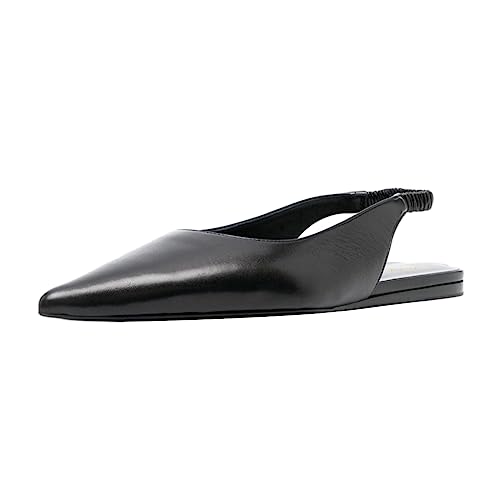 FOWT Women Sexy Pointed Toe Flat Pumps No Heel Comfy Slip on Slingbacks Elastic Strap Office Work Walking Shoes Size 4-15 US
