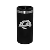 The Memory Company Officially Licensed Personalized 12oz Black Stainless Steel Slim Can Holder,LAR - Los Angeles Rams