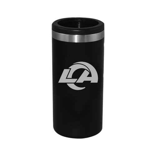 The Memory Company Officially Licensed Personalized 12oz Black Stainless Steel Slim Can Holder,LAR - Los Angeles Rams