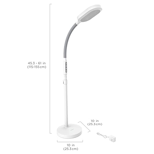 Verilux®️ Happylight®️ Duo - 2-In-1 Light Therapy & Task Floor Lamp - Uv-Free Full Spectrum Led, 10,000 Lux, Adjustable Brightness And Color, Flexible Gooseneck, And Adjustable Height #TOP5