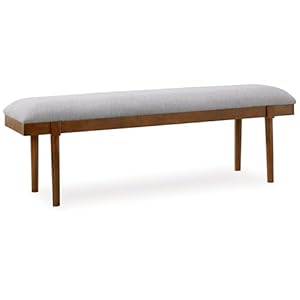 Signature Design by Ashley Lyncott 59″ Upholstered Solid Wood Frame Dining Bench, Gray/Brown
