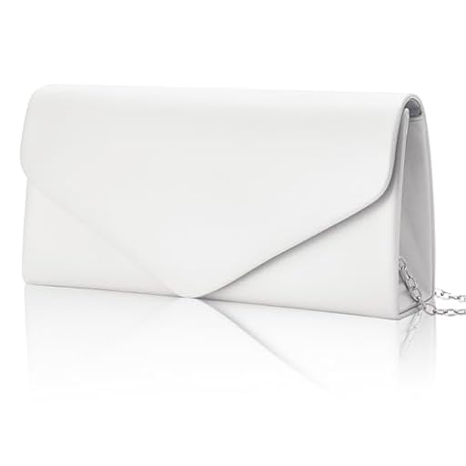 Larcenciel Bolso Mujer Blanco, Elegante Bolso Cuero Mujer con Cadena Desmontable, Bolso Bandolera de Moda, Clutch Sobre de Noche Clásico, Carteras de Mano para Boda Fiesta Ceremonia Cóctele, 22x11x5CM | Ya disponible en tu tienda friki favorita! En mundofriki.es!