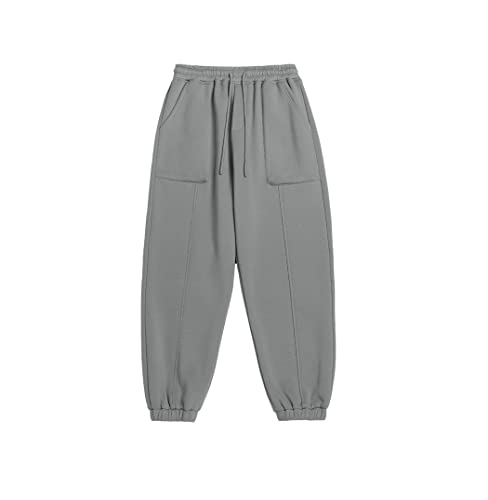 Pantalon de survêtement ample en polaire pour couple style cocooning gris