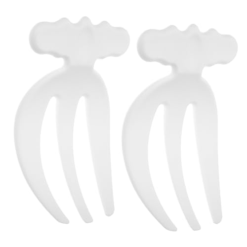 JECOMPRIS 2 Pezzi Forchette per Insalata in Plastica Bianco Strumenti da Cucina Riutilizzabili Ergonomici per Mescolare e Servire per Frutta e Design e Confortevole
