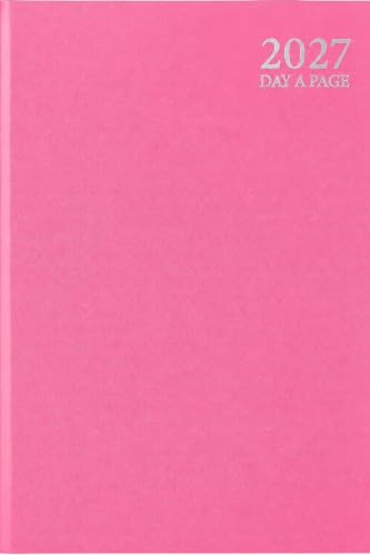 2027 A4 Day-to-Page Diary by 1ABOVE – Premium Pastel Hardback Daily Planner with Ribbon Marker & Casebound Cover – Large Appointment Diary for Business, Office, Home & Professional Use (PINK)