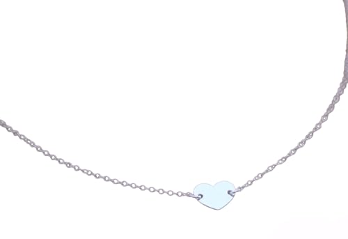 Collier coeur en argent massif ras du cou bijoux tendance femme