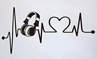 Heartbeat - Adhesivo decorativo para pared, diseño de auriculares, para habitación de niños, dormitorio, decoración de pared, electrocardiograma,
