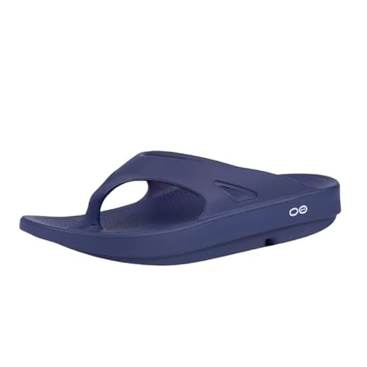 OOFOS Unisex Original Thong flip flop , Navy, 12 M US Women / 10 M US Men's