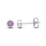 Solid 925 Sterling Silver Amethyst Stud Earrings - February Birthstone. Silver Stud Earrings for Women with Simulated Amethyst Gem. Febuary Birthstone Studs - Kids Teens Ladies Gemstone Classic Studs