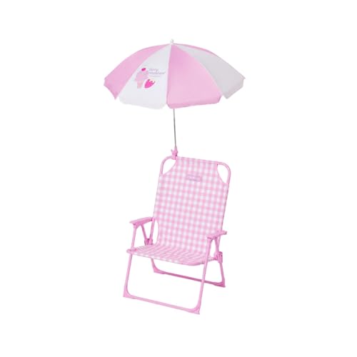 Flamingueo Silla Playa Ligera - Plegable - para Niños - con Sombrilla UPF 50+ - Tejido Poliéster y Acero - Seguro Anticierre - Morado