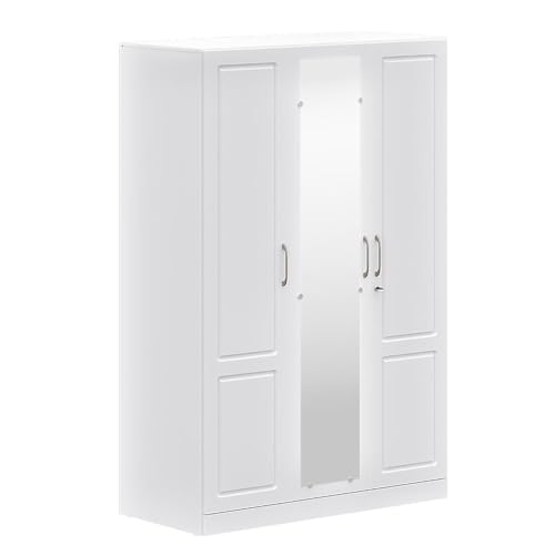 Image of Wakefit Wardrobe for Bedroom | 3 Yr Warranty | Cupboard for Bedroom, Almirah, Wooden Wardrobe, Comes with LED light, Storage Drawer, Mirror & Hanger, Density:680-750kg /m, Free Installation(Tyrian-FW)