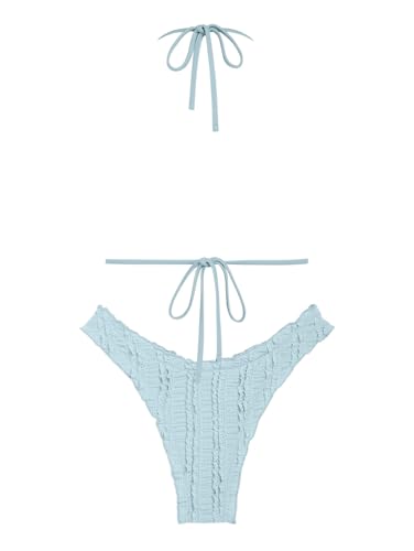 seamoly Womens Triangle String Halter Bikini Set - Cute Ruffle Swimsuit with Bowknot, 2 Piece Bathing Suit2