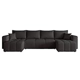 IDOHOME Modern U-Form Wohnlandschaft mit Schlaffunktion und Bettkasten, 318x145x79 cm, Liegefläche 125x273 cm, freistehend, komfortabel