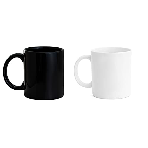 Image of Clay Craft Fine Ceramic Plain Solid Color Milk Mug 350 ml Best for Office and Home, Gifted to Mother, Father, Sister, Brother, Friends and Family (Black+White, 2)