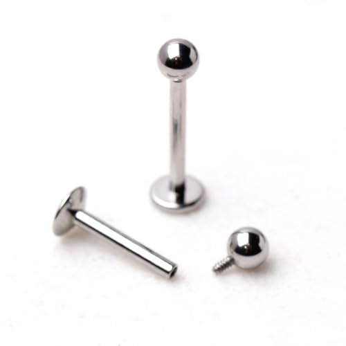 Piercing de acero inoxidable 316L con rosca interna, 1,2 mm x 11 mm, extremo de bola de 3 mm, plateado, joyería unisex