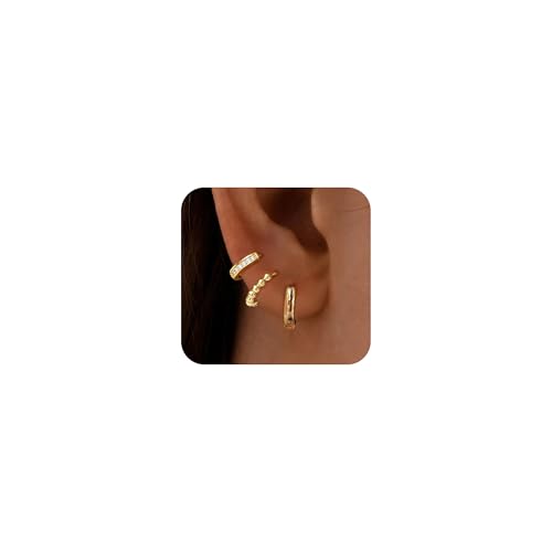 Turandoss Small Gold Huggie Hoop Earrings Set for Women Teen Girls