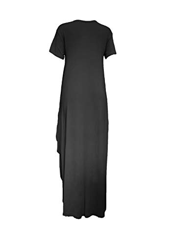 Remelon Women Harem T Shirt Dress Short Sleeve Oversized Dresses High Low Long Maxi Dress Black Xxl #TOP4