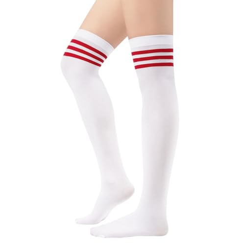 Zando Striped Thigh High Socks for Women Striped Knee High Socks Cosplay Stockings Thigh Highs over the Knee Socks2