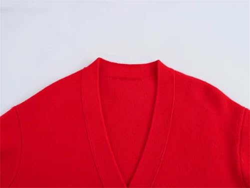 Women V-Neck Long Sleeves Sweater Cardigan Vintage Pockets Single Breasted Knitted Coat4