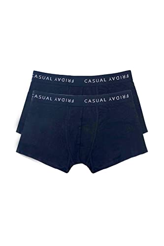 CASUAL FRIDAY Herren 2-er Stück Pack Boxershorts Trunks Set Stretch Hose Basic Unterwäsche NORH, Farben:Navy, Größe:XL