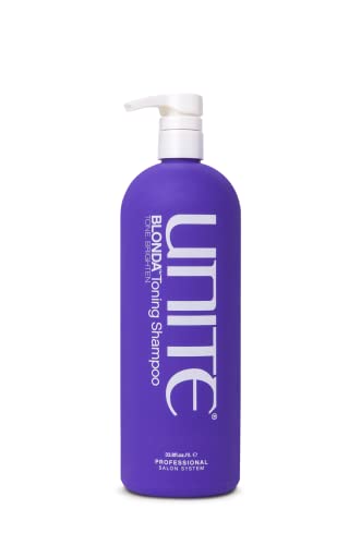 UNITE Hair - BLONDA Toning Shampoo - Purple Formula to Neutralize Brassiness & Brighten Blonde Tones - Ideal for Highlighted & Color-Treated Hair, 33 Fl Oz