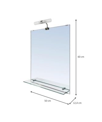 GoodHome Miroir LED Clarach 50x60 cm avec étagère en Verre