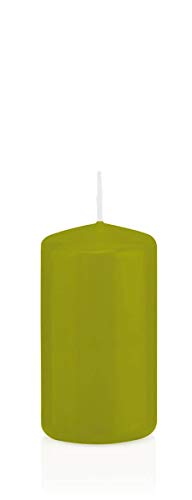 innaGLAS Bougie cylindrique Maeva, Verte, 12cm, Ø6cm, 40h - Made in Germany - Bougie Votive
