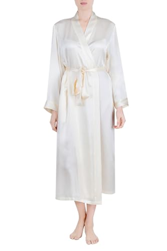Women's Luxury Silk Sleepwear 100% Mulberry Silk Long Robe Kimono