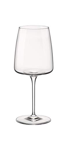 Bormioli Rocco Set di 4 calici da vino rosso Planeo Rosso (47,8 cl), moderni, quadrati, in vetro, lavabili in lavastoviglie, bicchieri da degustazione di vino