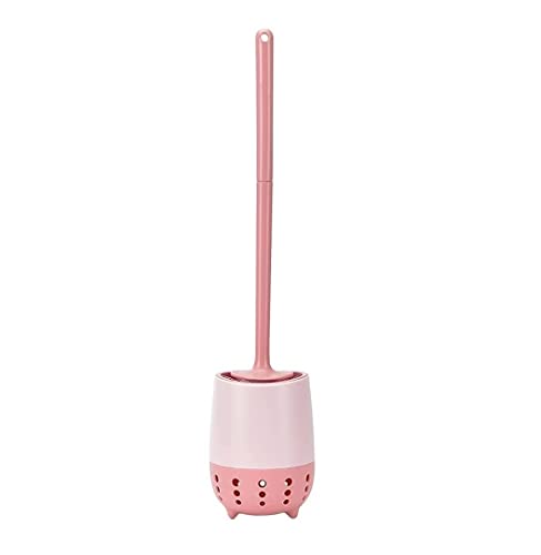 Toilet Brush Toilet Brush Holder Toilet Cleaning Brush Set Plastic Hanging Cleaning Durable Thermo Plastic Cleaning Tools Bathroom Toilet Tools (Pink)