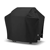 SunPatio Grill Cover 55 Inch, Outdoor Heavy Duty Waterproof Barbecue Gas Cover, UV & Fade Resistant, All Weather Protection Compatible for Weber Charbroil Nexgrill Kenmore Grills and More, Black
