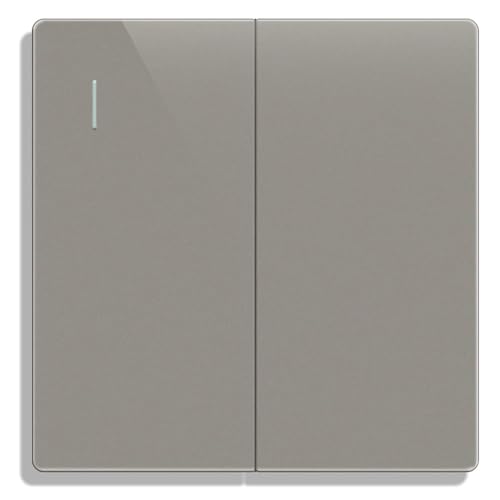 ZFQ Big Rocker Button Switch Grey Wall Panel Electrical Double Light Switch, 2 Gang 2 Way, 10A 250V