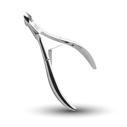 Rui Smiths Alicates Profesionales para Cutículas de Acero al Carbono para Usuarios Domésticos, Mango Francés, Doble Resorte, Mandíbula de 6 mm (Full Jaw)