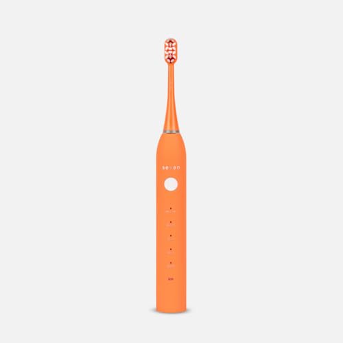 Image of Seven Oral Care SuperBrush Pro Electric Toothbrush for Adults | Rechargeable Toothbrush with Advanced Cleaning Technology | Soft Bristles | Gentle on Gums | Ergonomic Lightweight Design | Daily Oral Care (Sunset Orange)