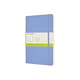 Moleskine - Klassisches Notizbuch, Blanko Seiten, Softcover und elastischer Verschluss, Größe 13 x 21 cm, Farbe hortensienblau, 240 Seiten