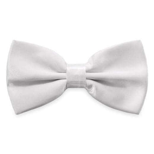 SYAYA Gravata borboleta masculina, gravata borboleta de seda pré-amarrada para homens e meninos com clipe para smoking formal de negócios ou uniforme de escritório para meninos U-MBT3, Branco puro