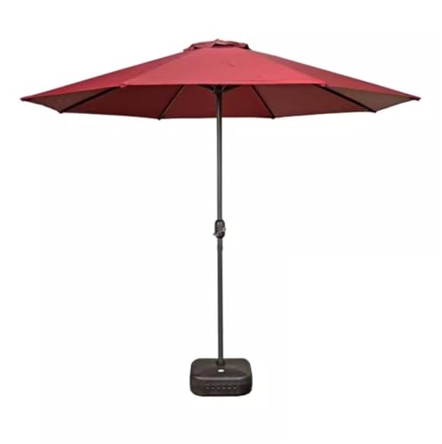 Sombrilla de patio de 8 costillas con manivela ergonómica y base rellenable