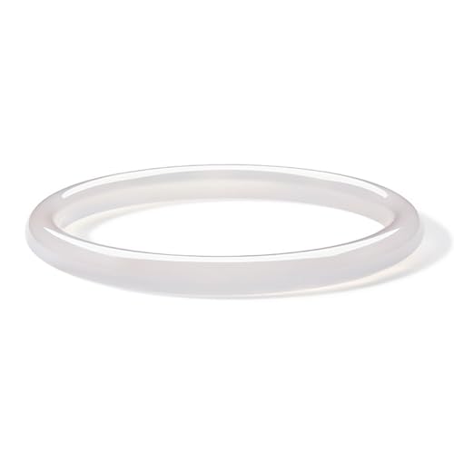 Bracelet jonc en calcédoine blanche et bleue, accessoire porte-bonheur