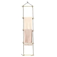 GEEZY Wooden Rope Ladder - Hanging Rope Design with 5 Rungs, Space Saving Wooden Towel Rack Blanket Display & Decorative Ladder for Living Room, Bedroom, Bathroom or Cozy Home Finds Decor