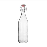 Fox Run Flip Top Glass Bottle, 1 Liter Air Tight Bottle with Flip Top Lid, 12.5" x 3.4"