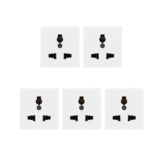 Image of 6A Universal Socket | Compatible with ROMA modular plates & Smarteefi Modular Smart Switch Boards | Kids Safety Shutter | US, AUS, UK, Europe and other major countries Plug support (5, White)