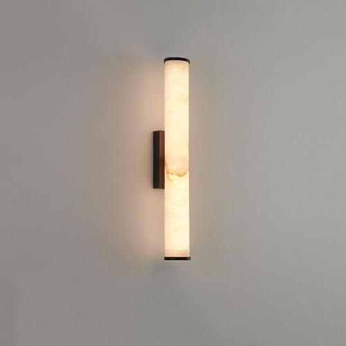 BCLYERBJ Wall Light Sconce Spanish Natural Marble Wall Sconces Strip Alabaster Wall Lighting All Copper Indoor Sconce Wall Lamps for Bedroom Staircase Living Room Corridor(Dark,Medium)