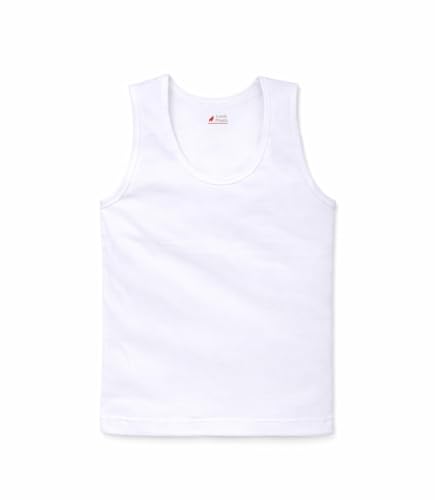 Image of Baby Boys Relaxed Fit White Cotton Vest | Lightweight, Breathable | Ganji | Banian | Baniyan | Kids Sando for Infant Newborn Toddler