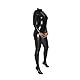 Rubberfashion Wetlook Catsuit - Ganzkörper Glanz Ganzanzug Suit - Schritt offen für Damen und Herren Schwarz Metallic XXL