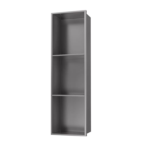 Recessed Shower Niche Cabinet Stainless Steel in-Wall Organizer Wall-Inserted Storage Caddy for Shampoo Essentials Gray 900x280x125mm - Perfect