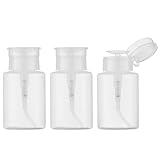 5.3oz Nail Polish Remover, Push Down Pump Alcohol Dispenser, Empty Makeup Acetone Containers (3PCS,