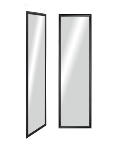 CHELY INTERMARKET MOD19004 Espejo De Puerta Cuerpo Entero Negro Estilo Decorativo Vertical 30x120 cm para Dormitorio Entrada Montaje Fácil Incluye Kit De Ganchos Soporte PVC Ligero